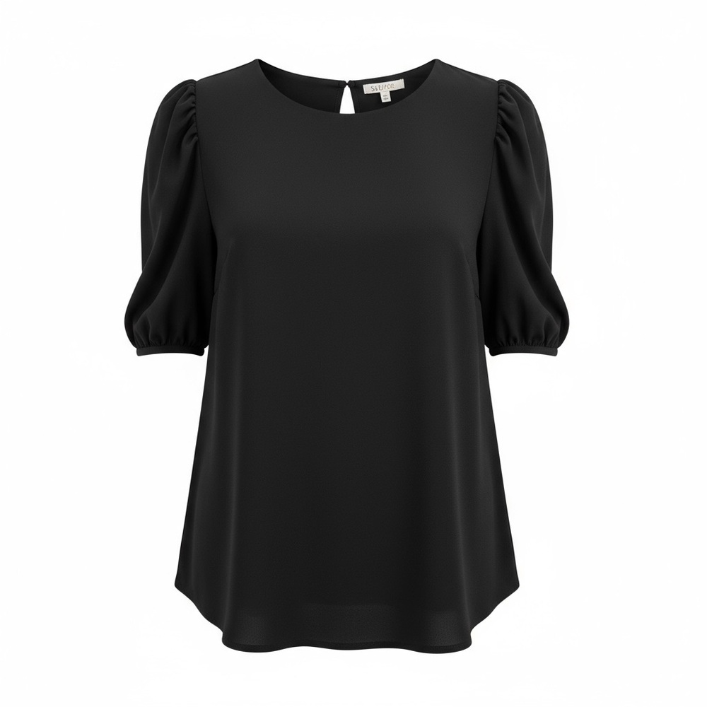 Vylette Black Puff Sleeve Blouse XL